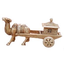 OX BONE CARVED BIG CAMEL WITH CARRIAGE